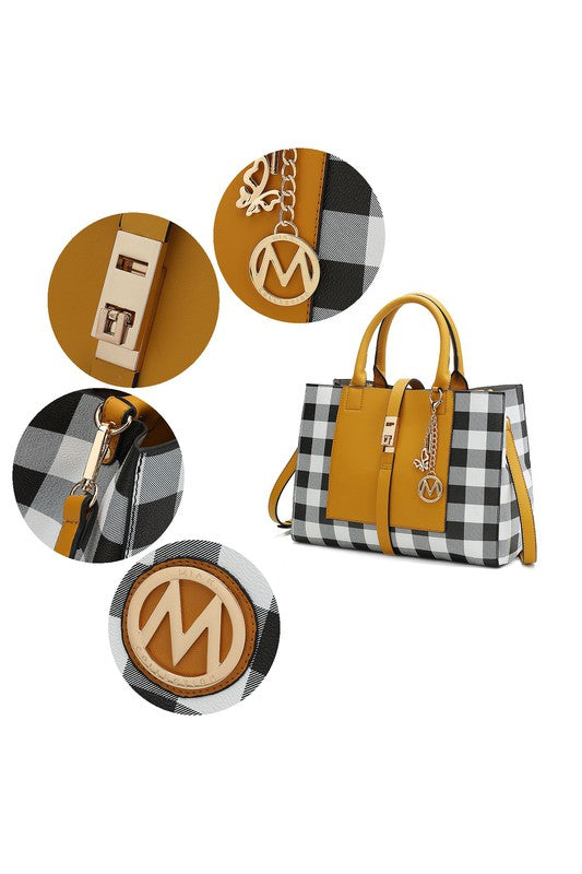 Yola Checkered Satchel Bag