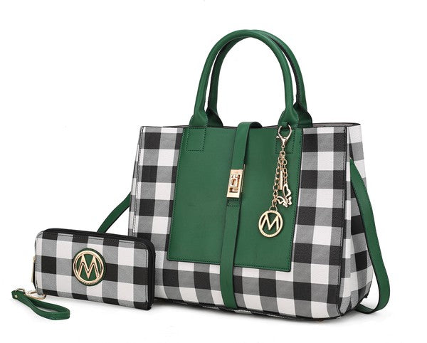 Yola Checkered Satchel Bag