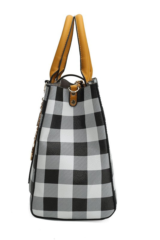 Yola Checkered Satchel Bag