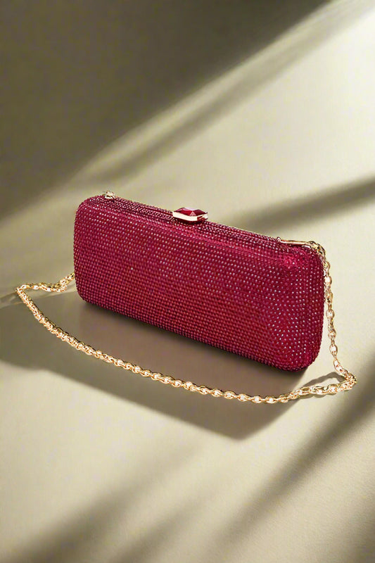 Slim Crystal Pave Box Clutch