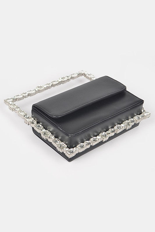 Rhinestone Top Handle Square Iconic Clutch