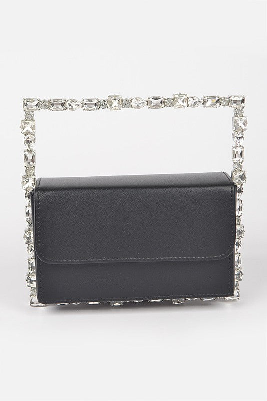 Rhinestone Top Handle Square Iconic Clutch