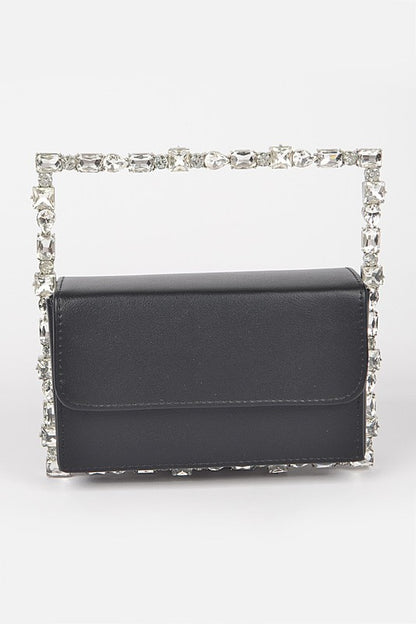 Rhinestone Top Handle Square Iconic Clutch