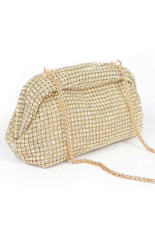 Oversize Rhinestone Convertible Soft Clutch Bag