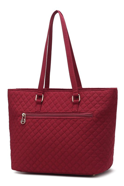 Solid Quilted Cotton Tote Bag