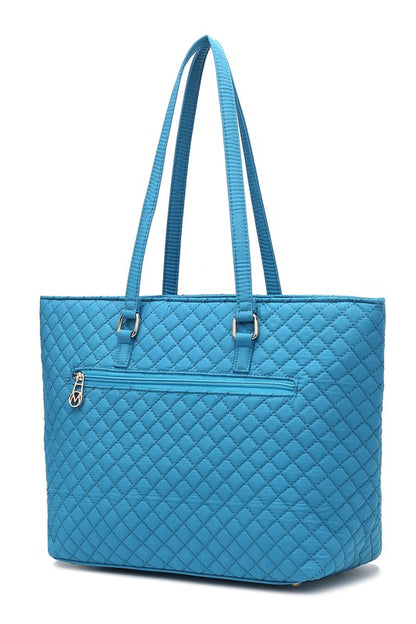 Solid Quilted Cotton Tote Bag