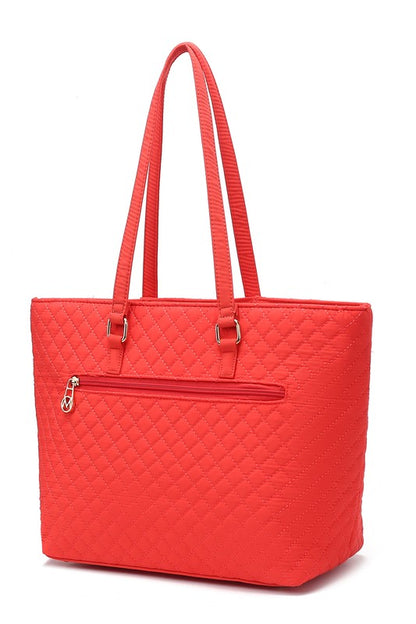 Solid Quilted Cotton Tote Bag