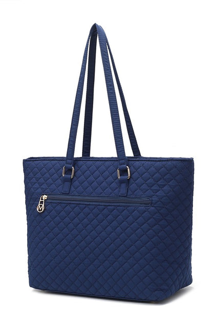 Solid Quilted Cotton Tote Bag