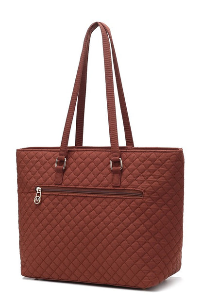 Solid Quilted Cotton Tote Bag