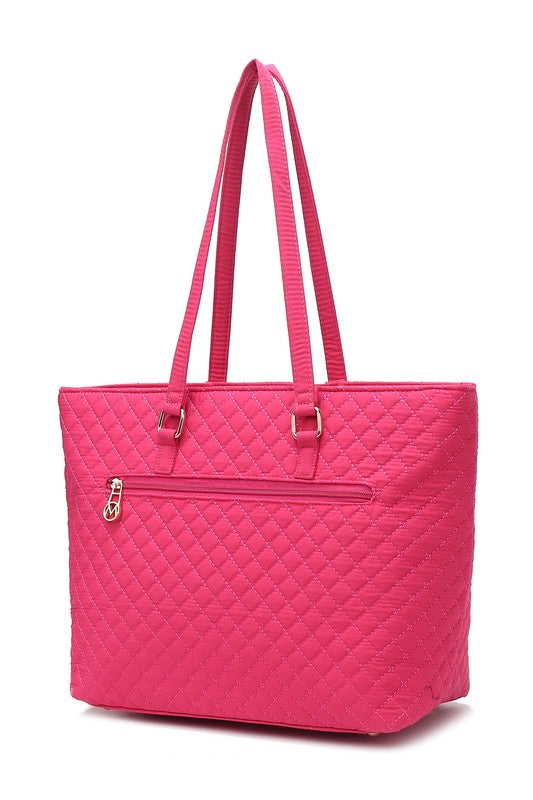 Solid Quilted Cotton Tote Bag