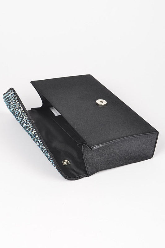 Rhinestone Pave Pleated Satin Evening Clutch