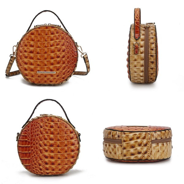 Ynnari Croc-Embossed Crossbody Bag