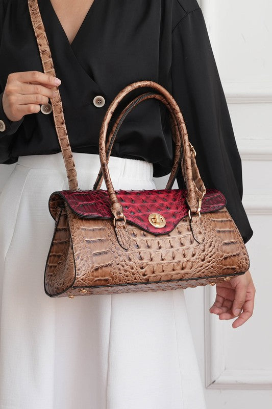 Liviana Croc-Embossed Shoulder Bag