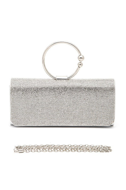 Circle Handle Rhinestone Evening Clutch Bag