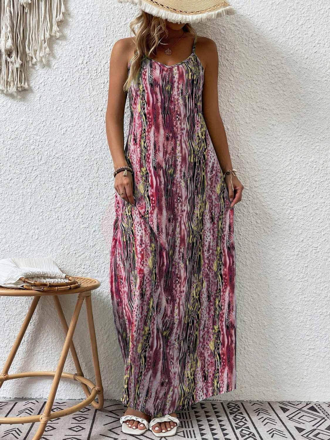 Printed Scoop Neck Maxi Cami Dress