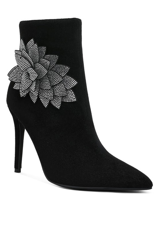 Yarrow Rhinestones Petal Detail Boots