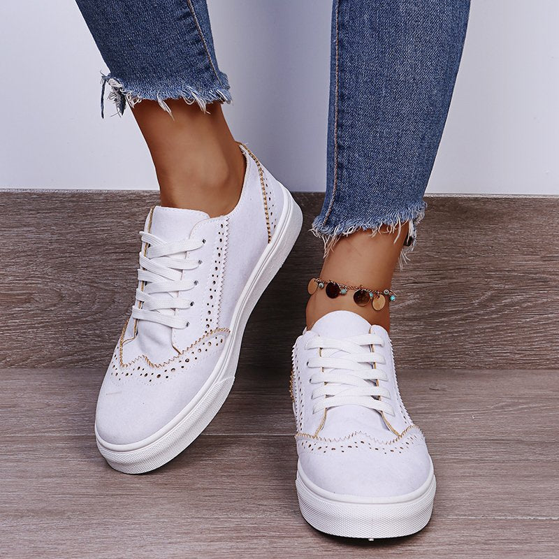 Suede Lace-Up Flat Sneakers