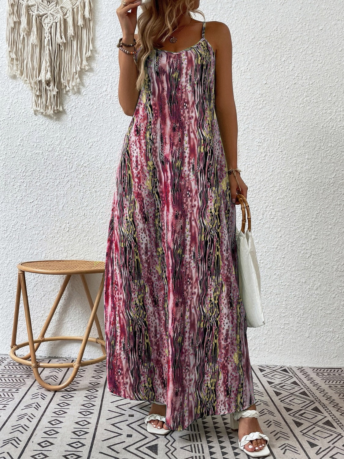 Printed Scoop Neck Maxi Cami Dress