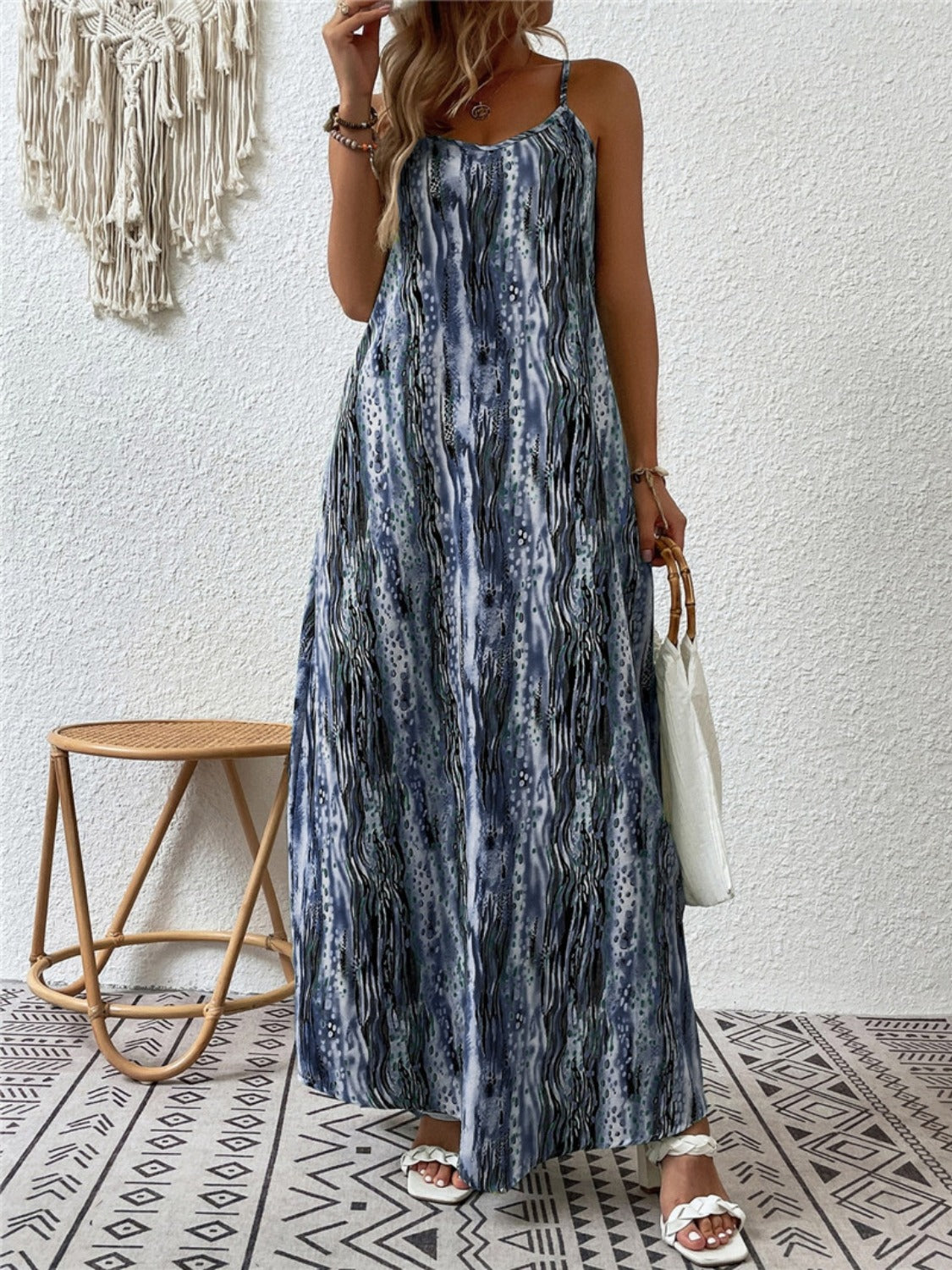 Printed Scoop Neck Maxi Cami Dress