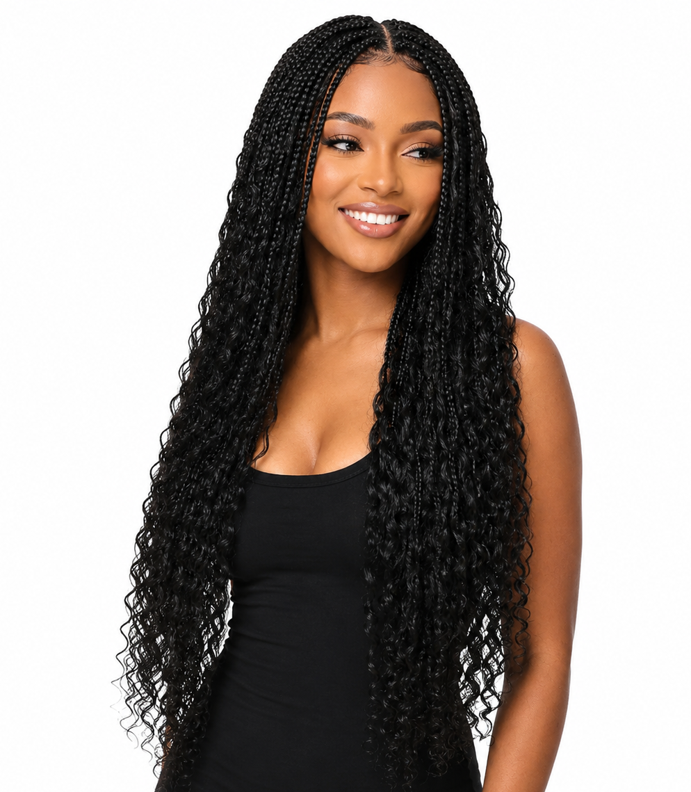 Human Hair Blended Boho Braid Full Lace Wig