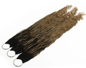 Honey Blonde Ombre Deep Wave Boho Braids with Human Hair Blend