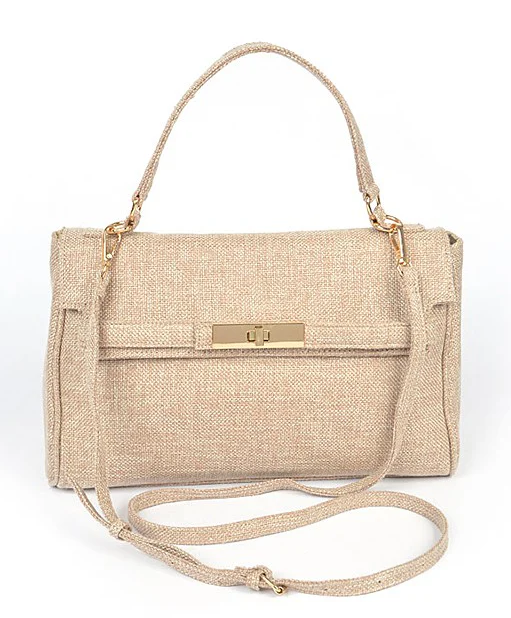 Large Top Handle Linen Convertible Bag