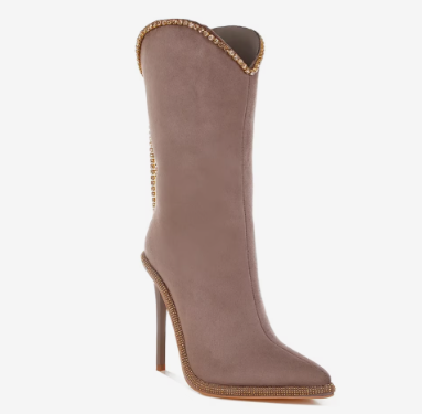 Ashipa Diamante Chain Detail Calf Boots