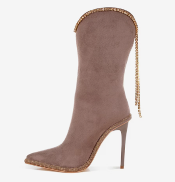 Ashipa Diamante Chain Detail Calf Boots