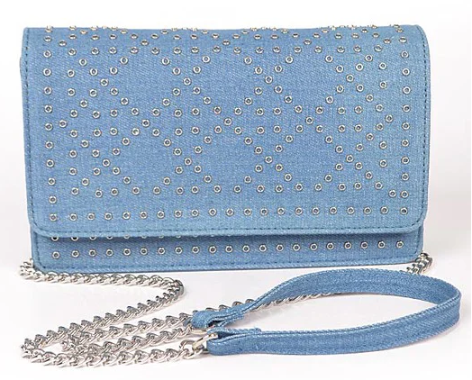 Studded Denim Crossbody Bag