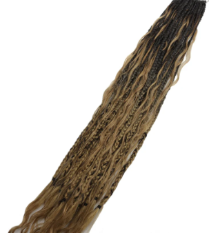 Honey Blonde Ombre Deep Wave Boho Braids with Human Hair Blend