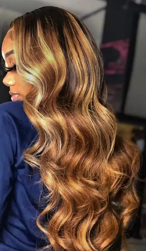 HD Ombre Honey Blonde Highlight Body Wave Wig