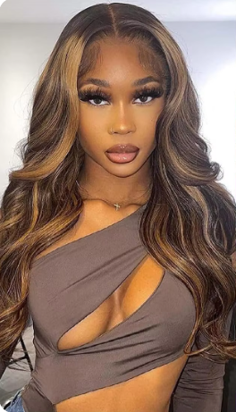 HD Ombre Honey Blonde Highlight Body Wave Wig