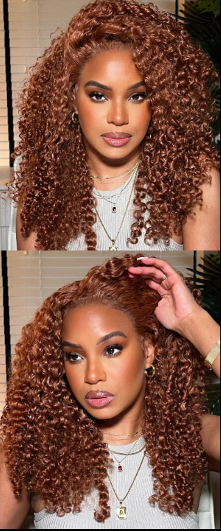 Auburn Brown Curly Lace Front Wig