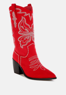 Latafa Rhinestones Embellished Cowboy Boots