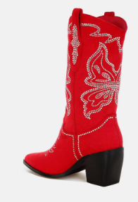 Latafa Rhinestones Embellished Cowboy Boots