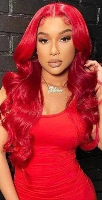 Red Lace Front Human Hair Wig
