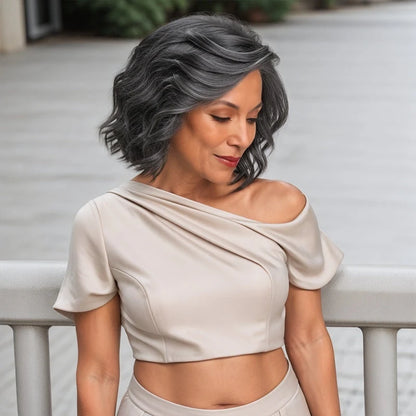 Salt and Pepper Short Body Wave Wig