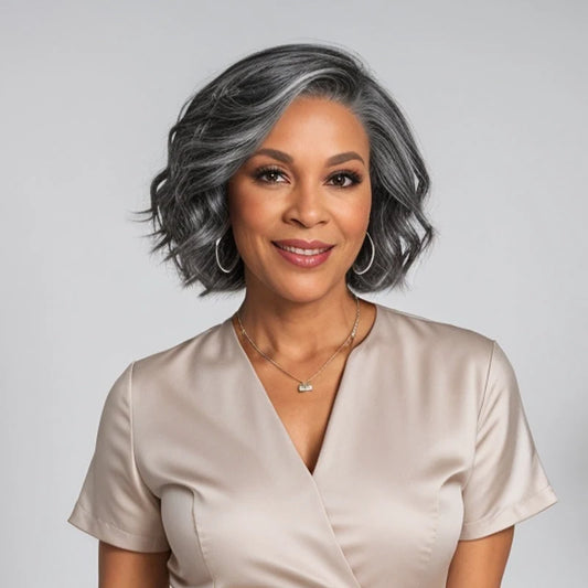 Salt and Pepper Short Body Wave Wig