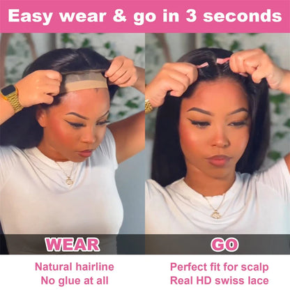 Straight HD Lace Closure Glueless Wear And Go Wig