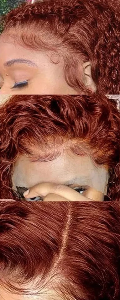 Reddish Brown Deep Wave Frontal Wig