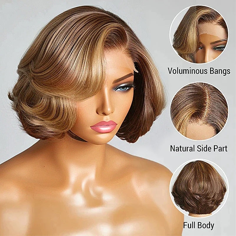Toffee Brown Mix Blonde Ready to Wear Glueless Wig