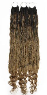 Honey Blonde Ombre Deep Wave Boho Braids with Human Hair Blend