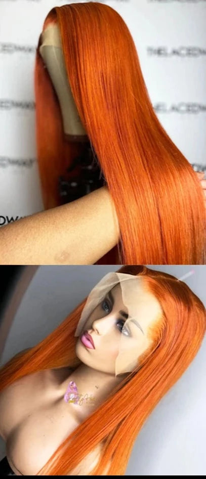Orange Ginger Straight Lace Front Wig