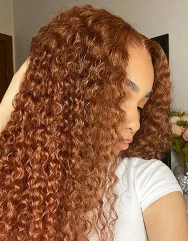 Auburn Brown Curly Lace Front Wig