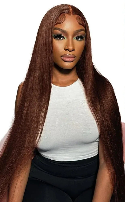 Chocolate Brown Straight Lace Front Wig