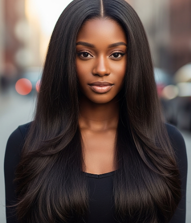Kinky Straight 4x4 Transparent Closure Wig