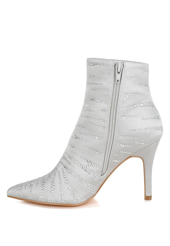 Toget Satin Rhinestone Ankle Boots