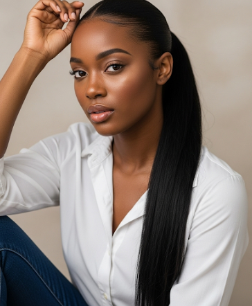 Jet Black Ponytail