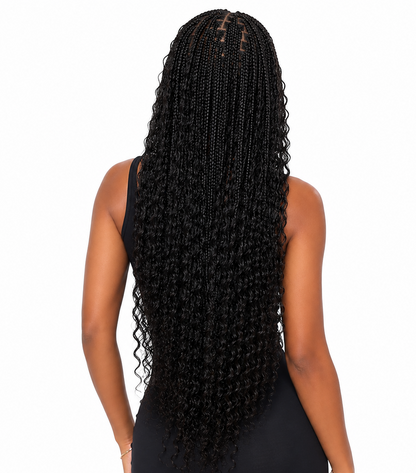Human Hair Blended Boho Braid Full Lace Wig