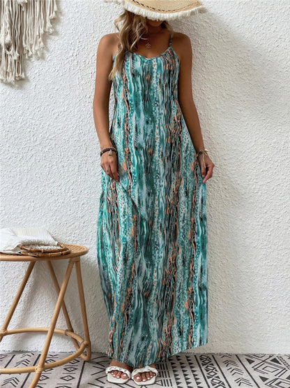 Printed Scoop Neck Maxi Cami Dress